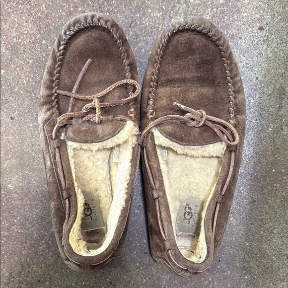 UGG Chestnut Suede Moccasin Slippers - Picture 3 of 4